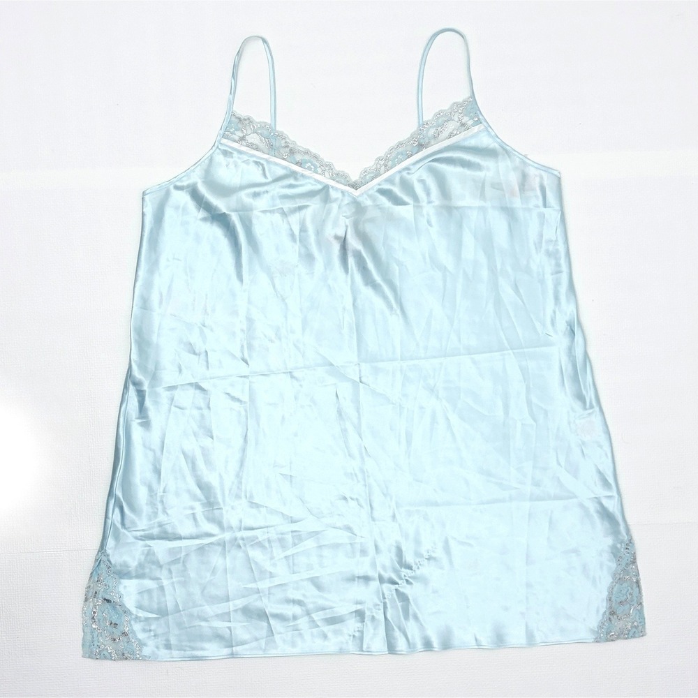 Morgan Taylor Intimates Chemise Satin Lace Nightgown XXXL Aqua Blue